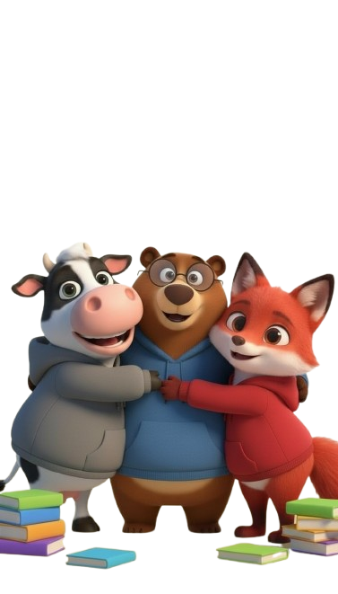 Коровa, ведмедик і лисиця разом